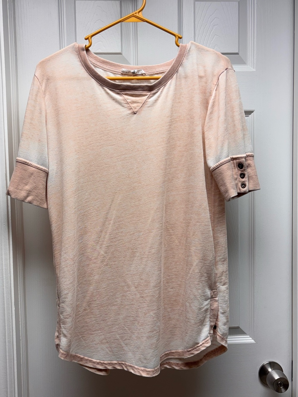 Jane + Delancey Women’s Pink Cream Washed Short Sleeve Tunic Top- Medium